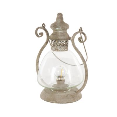 Image showing  Metal Decorative Scroll Indoor Outdoor Candle Lantern with Arched Handle