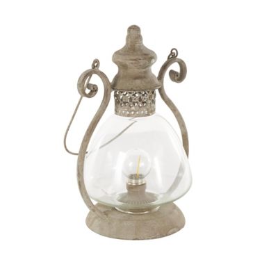 Image showing  Metal Decorative Scroll Indoor Outdoor Candle Lantern with Arched Handle