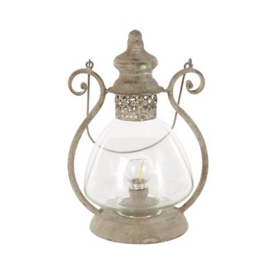 Image showing  Metal Decorative Scroll Indoor Outdoor Candle Lantern with Arched Handle