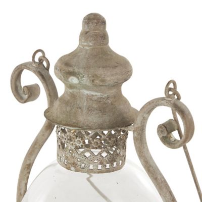 Image showing  Metal Decorative Scroll Indoor Outdoor Candle Lantern with Arched Handle