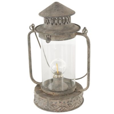 Image showing  Metal Decorative Indoor Outdoor Candle Lantern with Red Accents and Handle