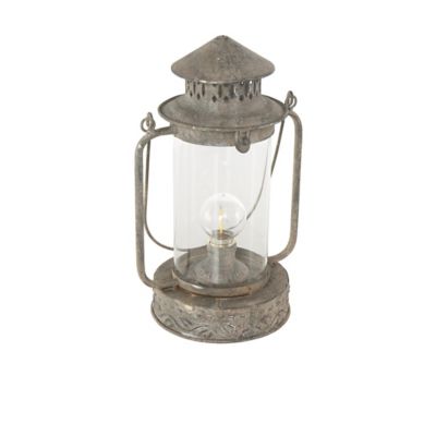 Image showing  Metal Decorative Indoor Outdoor Candle Lantern with Red Accents and Handle
