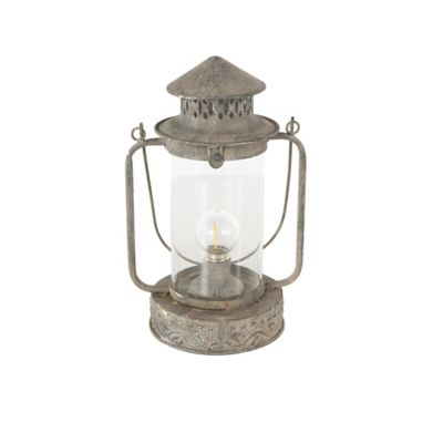 Image showing  Metal Decorative Indoor Outdoor Candle Lantern with Red Accents and Handle