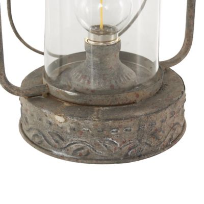 Image showing  Metal Decorative Indoor Outdoor Candle Lantern with Red Accents and Handle