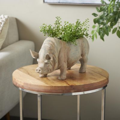 Harper & Willow Resin Pig Indoor Outdoor Planter with Distressed Details