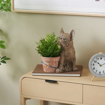 Harper & Willow Resin Textured Dog Indoor Outdoor Planter with Antique Pot