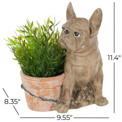 Image showing  Resin Textured Dog Indoor Outdoor Planter with Antique Pot