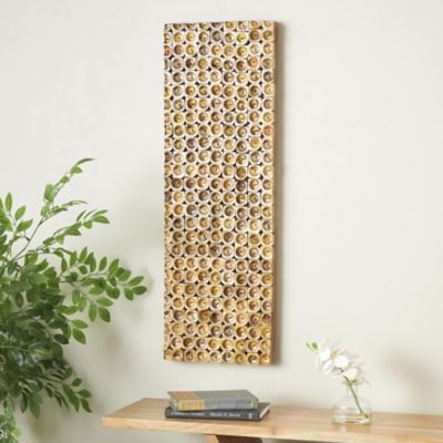 Harper & Willow Mango Wood Handmade Stacked Tree Trunks Abstract Home Wall Decor, 15667