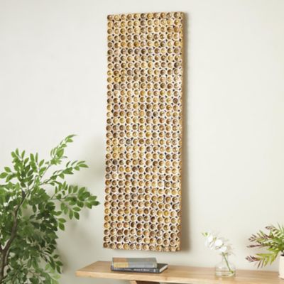 Harper & Willow Mango Wood Handmade Stacked Tree Trunks Abstract Home Wall Decor, 15668