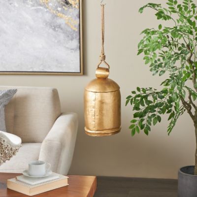 Harper & Willow Metal Indoor Outdoor Decorative Bell with Jute Hanging Rope, 17722