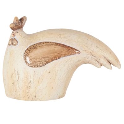 Image showing  Magnesium Oxide Sitting Rooster Decorative Garden Sculpture with Brown Accents