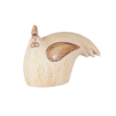 Image showing  Magnesium Oxide Sitting Rooster Decorative Garden Sculpture with Brown Accents