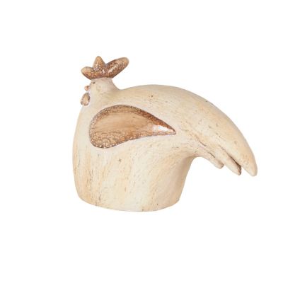 Image showing  Magnesium Oxide Sitting Rooster Decorative Garden Sculpture with Brown Accents