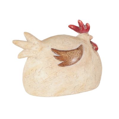 Image showing  Magnesium Oxide Sitting Rooster Decorative Garden Sculpture with Brown and Red Accents