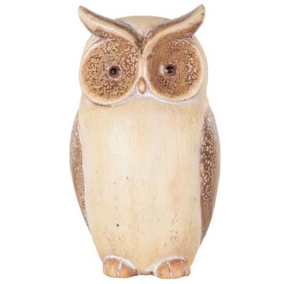 Image showing  Magnesium Oxide Owl Decorative Garden Sculpture with Brown Accents