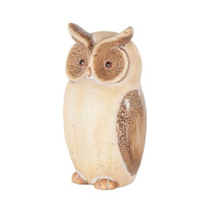 Image showing  Magnesium Oxide Owl Decorative Garden Sculpture with Brown Accents