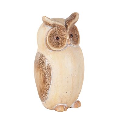 Image showing  Magnesium Oxide Owl Decorative Garden Sculpture with Brown Accents