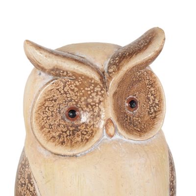 Image showing  Magnesium Oxide Owl Decorative Garden Sculpture with Brown Accents