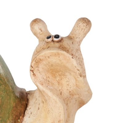 Image showing  Magnesium Oxide Snail Decorative Garden Sculpture with Rabbit and Green Accents