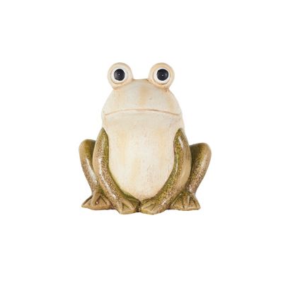 Image showing  Magnesium Oxide Sitting Frog Decorative Garden Sculpture with Brown and Green Accents