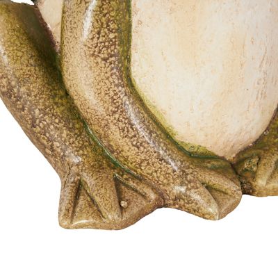 Image showing  Magnesium Oxide Sitting Frog Decorative Garden Sculpture with Brown and Green Accents