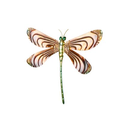 Image showing  Stainless Steel Metal Indoor Outdoor Dragonfly Home Wall Decor with Brown Wings
