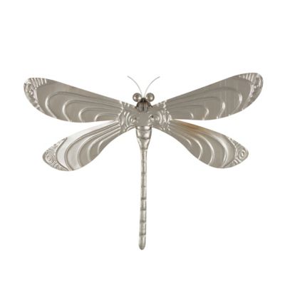 Image showing 6 th Harper & Willow Stainless Steel Metal Indoor Outdoor Dragonfly Home Wall Decor with Brown Wings