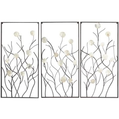 Image showing  Metal Floral Home Wall Decor with Capiz Accents