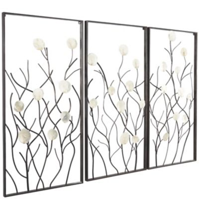 Image showing  Metal Floral Home Wall Decor with Capiz Accents