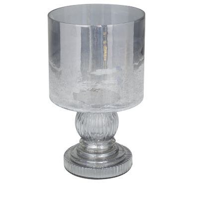 Image showing  Glass Handmade Turned Style Pillar Room Hurricane Lamp with Smoked Glass Finish