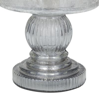 Image showing  Glass Handmade Turned Style Pillar Room Hurricane Lamp with Smoked Glass Finish