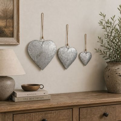 Harper & Willow Metal Tibetan Inspired Heart Indoor Outdoor Decorative Bells with Jute Hanging Rope