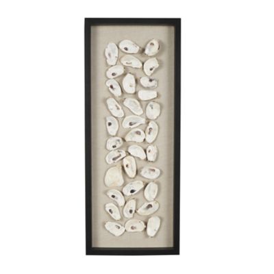 Image showing  Shell Handmade Abstract Shell Home Wall Decor with Beige Linen Backing and Black Frame, 30159