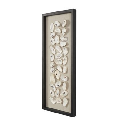 Image showing  Shell Handmade Abstract Shell Home Wall Decor with Beige Linen Backing and Black Frame, 30159