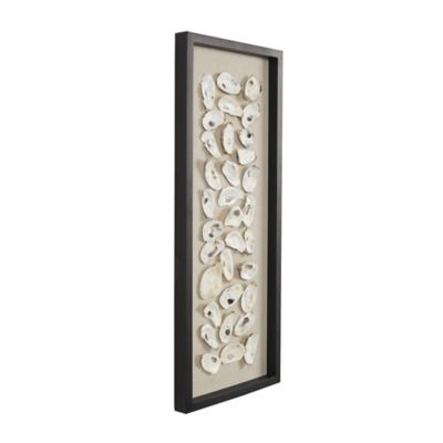 Image showing  Shell Handmade Abstract Shell Home Wall Decor with Beige Linen Backing and Black Frame, 30159