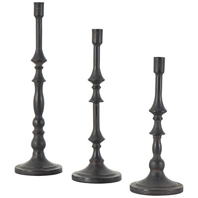 Image showing  Metal Turned Style Decorative Candle Holder with Tapered Bases