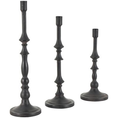 Image showing  Metal Turned Style Decorative Candle Holder with Tapered Bases