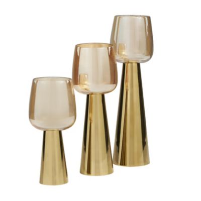 Image showing  Stainless Steel Metal Decorative Candle Holder with Gold Cup Candle Holders