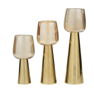 Image showing  Stainless Steel Metal Decorative Candle Holder with Gold Cup Candle Holders