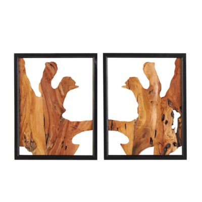 Image showing  Wood Handmade Live Edge Abstract Home Wall Decor with Black Frames