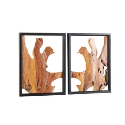 Image showing  Wood Handmade Live Edge Abstract Home Wall Decor with Black Frames