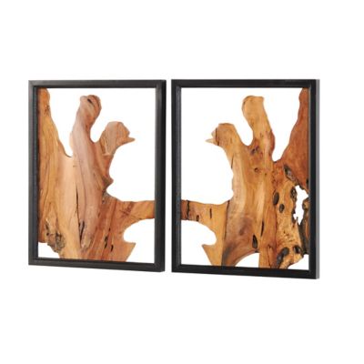 Image showing  Wood Handmade Live Edge Abstract Home Wall Decor with Black Frames