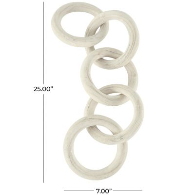 Image showing  Wood 5 Link Chain Decorative Sculpture with Natural Wood Grain