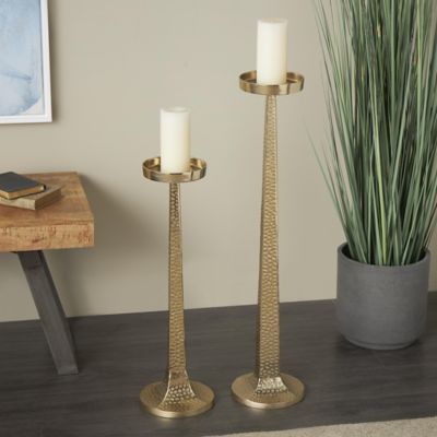Harper & Willow Aluminum Metal Tall Hammered Decorative Candle Holder