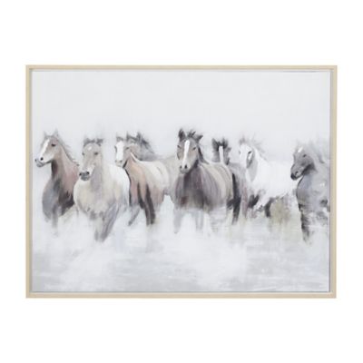 Image showing  Canvas Horse Living Room Framed Wall Art with Brown Frame