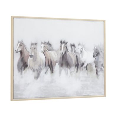 Image showing  Canvas Horse Living Room Framed Wall Art with Brown Frame