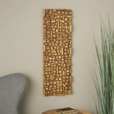 Harper & Willow Mango Wood Handmade Geometric Block Abstract Home Wall Decor