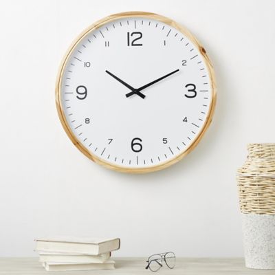 Harper & Willow Wood Decorative Wall Clock with White Backing