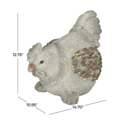 Image showing 6 th Harper & Willow Polystone Indoor Outdoor Chicken Decorative Garden Sculpture