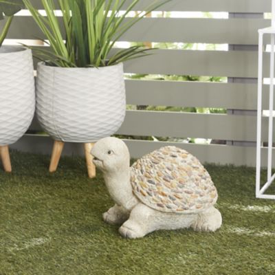 Harper & Willow Polystone Indoor Outdoor Turtle Decorative Garden Sculpture with Stone Mosaic Design